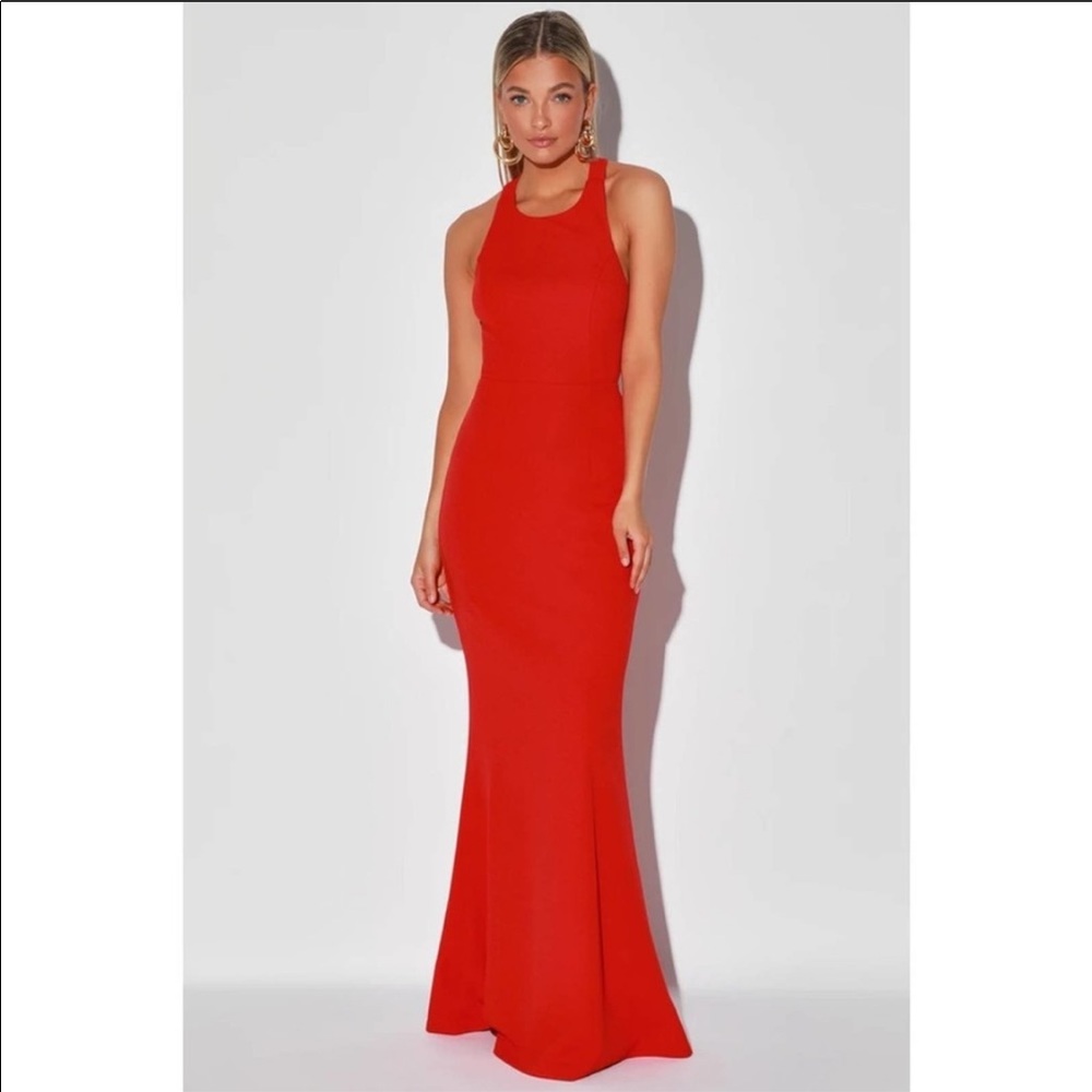 Lulu’s Red Straight To The Heart Backless Maxi